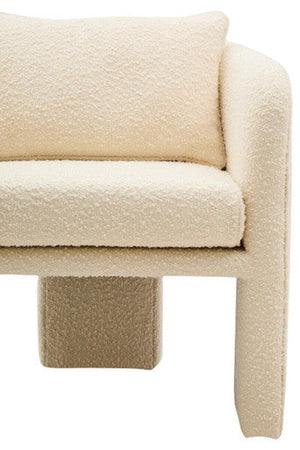 Ozzero Ivory Boucle Fabric Curved Armchair – in room setting 2