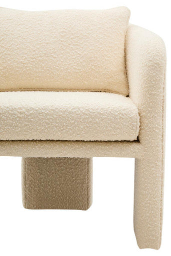 Ozzero Ivory Boucle Fabric Curved Armchair – in room setting 2