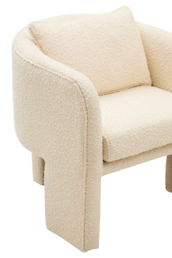 Ozzero Ivory Boucle Fabric Curved Armchair – dimensions 2