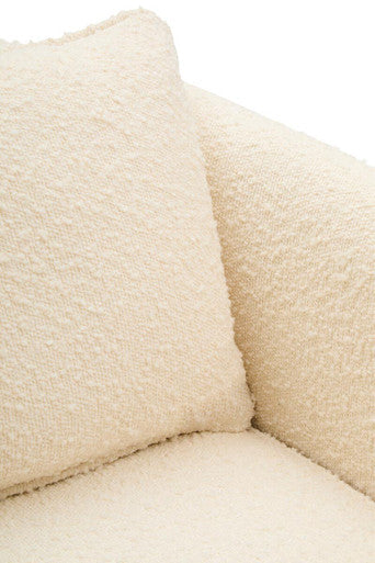 Ozzero Ivory Boucle Fabric Curved Armchair – close-up 2