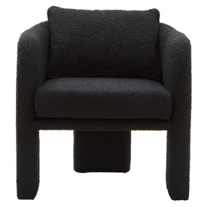 Ozzero Black Boucle Fabric Curved Armchair – side view