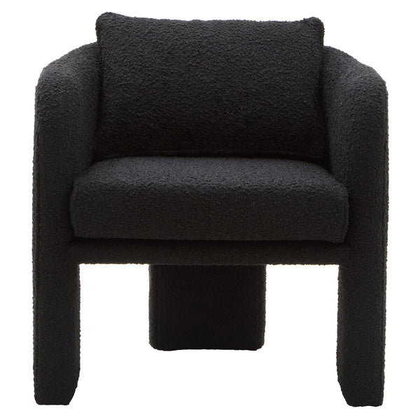 Ozzero Black Boucle Fabric Curved Armchair – side view