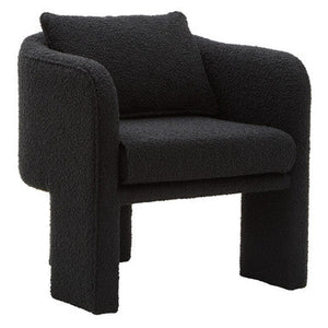 Ozzero Black Boucle Fabric Curved Armchair – in room setting