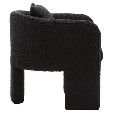 Ozzero Black Boucle Fabric Curved Armchair – close-up