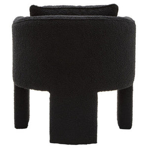 Ozzero Black Boucle Fabric Curved Armchair – back view