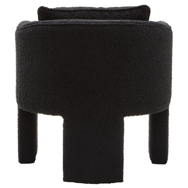 Ozzero Black Boucle Fabric Curved Armchair – back view