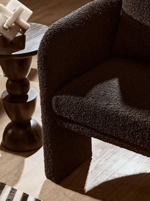 Ozzero Black Boucle Fabric Curved Armchair – side view 2