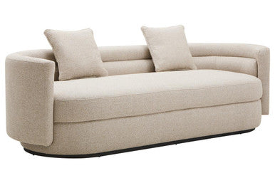 Oratino Ivory Linen 3 Seater Curved Sofa – in room setting