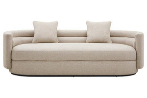 Oratino Ivory Linen 3 Seater Curved Sofa – side view