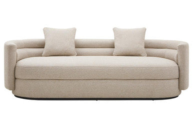 Oratino Ivory Linen 3 Seater Curved Sofa – side view