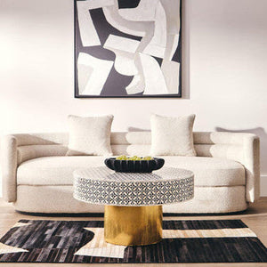 Oratino Ivory Linen 3 Seater Curved Sofa – detail