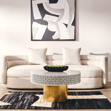 Oratino Ivory Linen 3 Seater Curved Sofa – detail