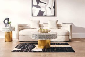 Oratino Ivory Linen 3 Seater Curved Sofa – back view