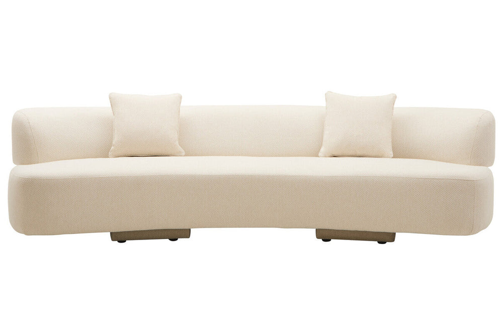 Ozzano Cream Linen 3 Seater Curved Sofa