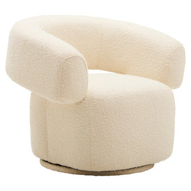 Oliveto Ivory Boucle Fabric Curved Swivel Armchair – detail