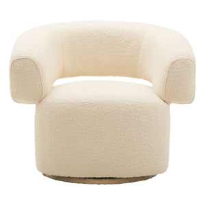 Oliveto Ivory Boucle Fabric Curved Swivel Armchair – side view
