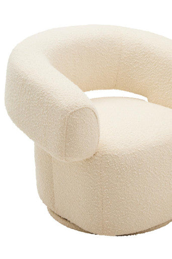 Oliveto Ivory Boucle Fabric Curved Swivel Armchair – detail 2