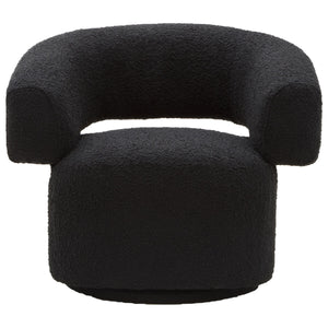 Oliveto Black Boucle Fabric Revolving Armchair