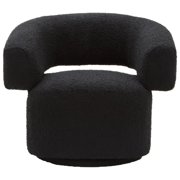 Oliveto Black Boucle Fabric Revolving Armchair