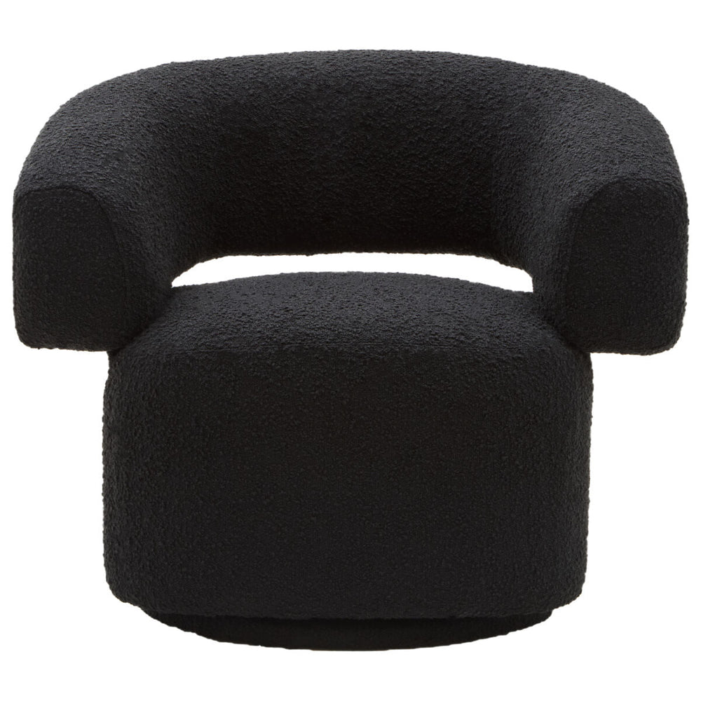 Oliveto Black Boucle Fabric Curved Swivel Armchair