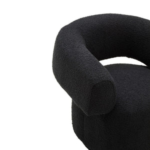 Oliveto Black Boucle Fabric Revolving Armchair