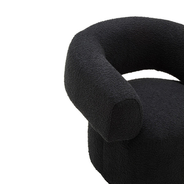 Oliveto Black Boucle Fabric Revolving Armchair