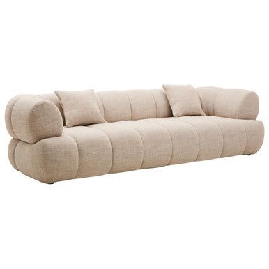 Ordona Cream Linen Fabric 3 Seater Sofa
