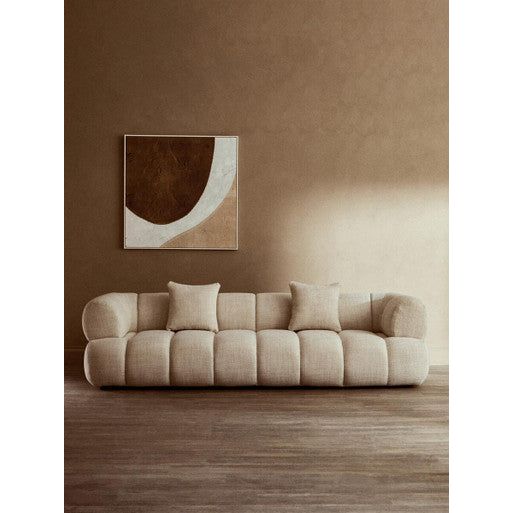 Ordona Cream Linen Fabric 3 Seater Sofa