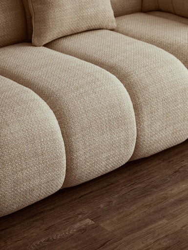 Ordona Cream Linen Fabric 3 Seater Sofa