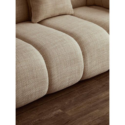 Ordona Cream Linen Fabric 3 Seater Sofa
