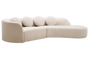 Ovada Cream Linen 3 Seater Curved Sofa – in room setting