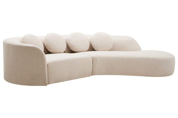 Ovada Cream Linen 3 Seater Curved Sofa – in room setting