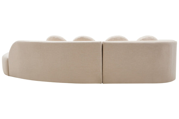 Ovada Cream Linen 3 Seater Curved Sofa – close-up