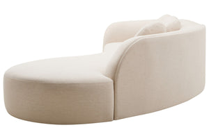 Ovada Cream Linen 3 Seater Curved Sofa – back view