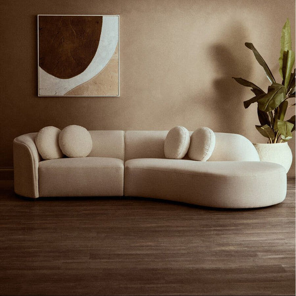 Ovada Cream Linen Fabric 3 Seater Sofa