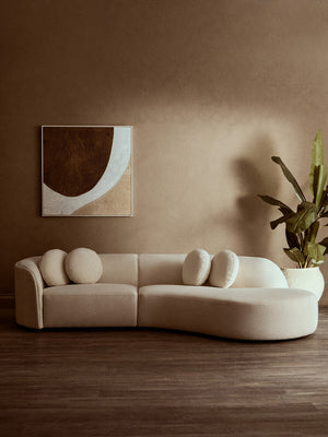 Ovada Cream Linen 3 Seater Curved Sofa – detail