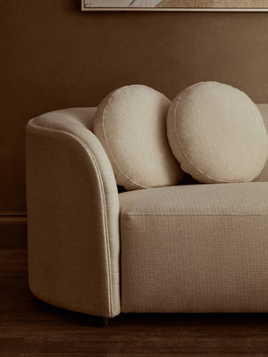 Ovada Cream Linen 3 Seater Curved Sofa – angle view