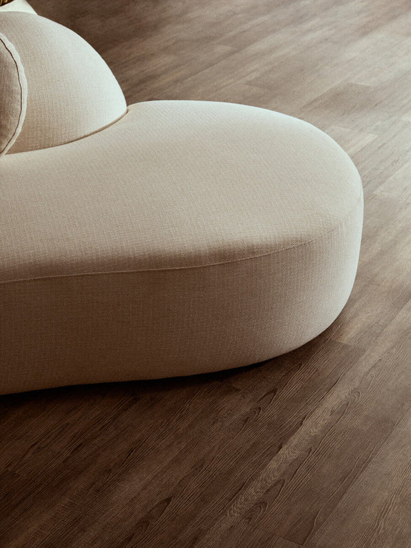 Ovada Cream Linen 3 Seater Curved Sofa – side view 2