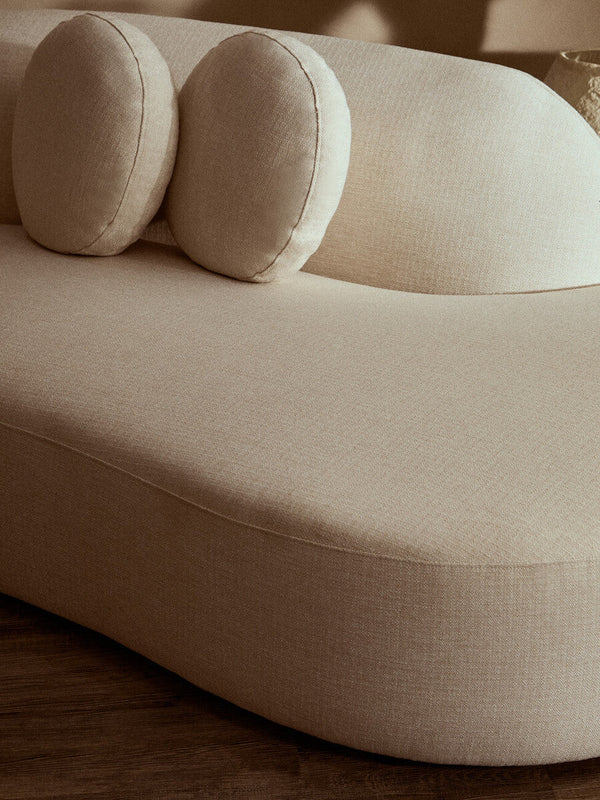 Ovada Cream Linen 3 Seater Curved Sofa – detail 2