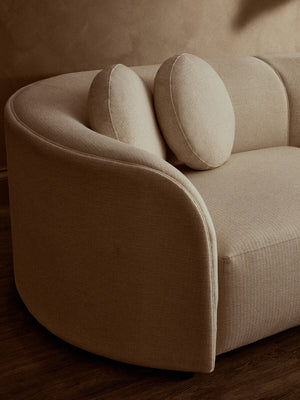 Ovada Cream Linen 3 Seater Curved Sofa – in room setting 2