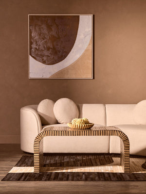Ovada Cream Linen 3 Seater Curved Sofa – close-up 2