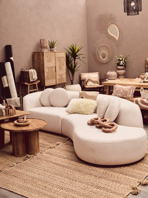 Ovada Cream Linen 3 Seater Curved Sofa – detail 3