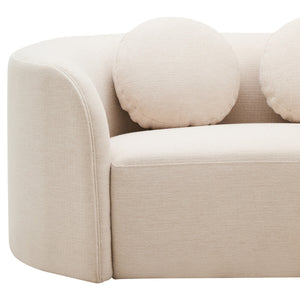 Ovada Cream Linen 3 Seater Curved Sofa – close-up 3