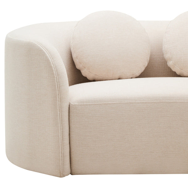 Ovada Cream Linen 3 Seater Curved Sofa – close-up 3