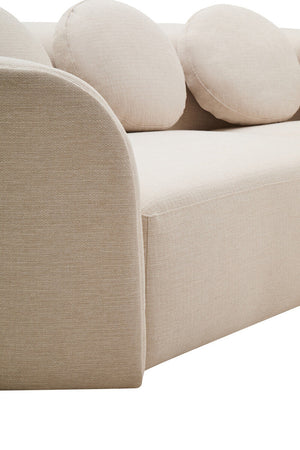 Ovada Cream Linen 3 Seater Curved Sofa – back view 3