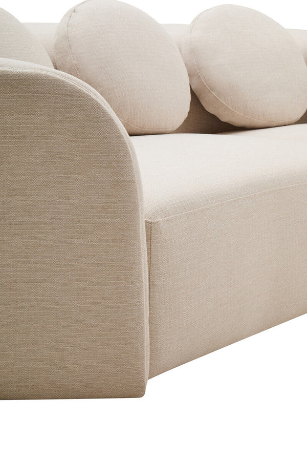 Ovada Cream Linen 3 Seater Curved Sofa – back view 3