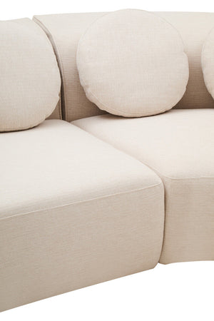 Ovada Cream Linen 3 Seater Curved Sofa – angle view 3