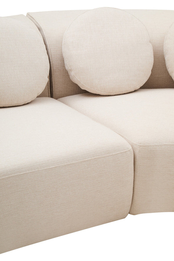 Ovada Cream Linen 3 Seater Curved Sofa – angle view 3