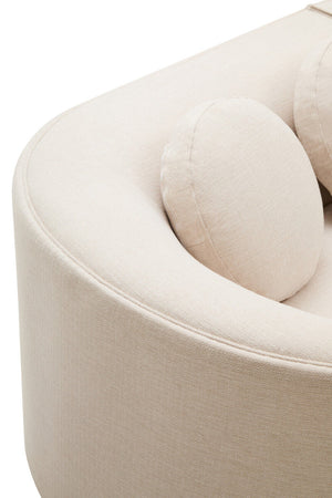 Ovada Cream Linen 3 Seater Curved Sofa – side view 4