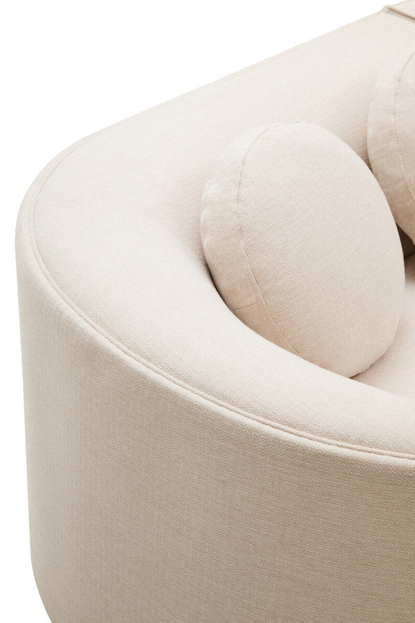 Ovada Cream Linen 3 Seater Curved Sofa – side view 4